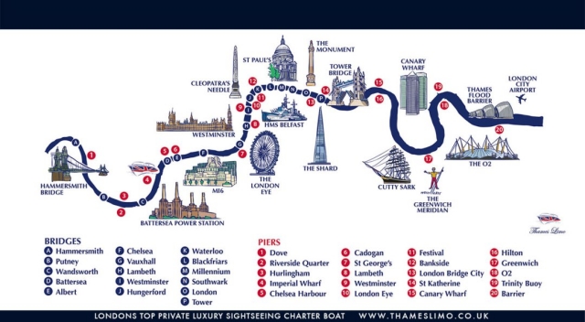 ThamesLimo Thames London River Mapa.
