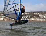 Primer vuelo de Windfoil en la bahía de Teignmouth, medio día