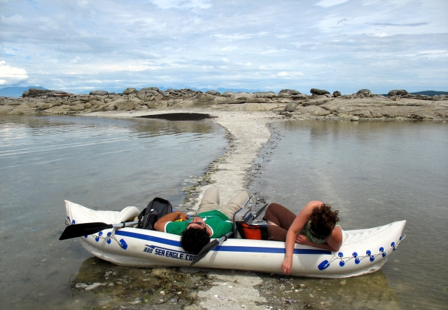 Kayaks en tándem en el norle de Gales