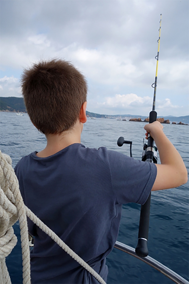 Pescando en popa