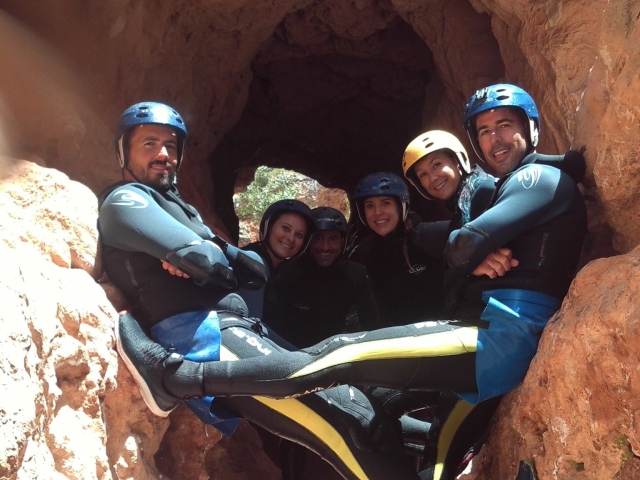 Grupo en cañón Las Chorreras