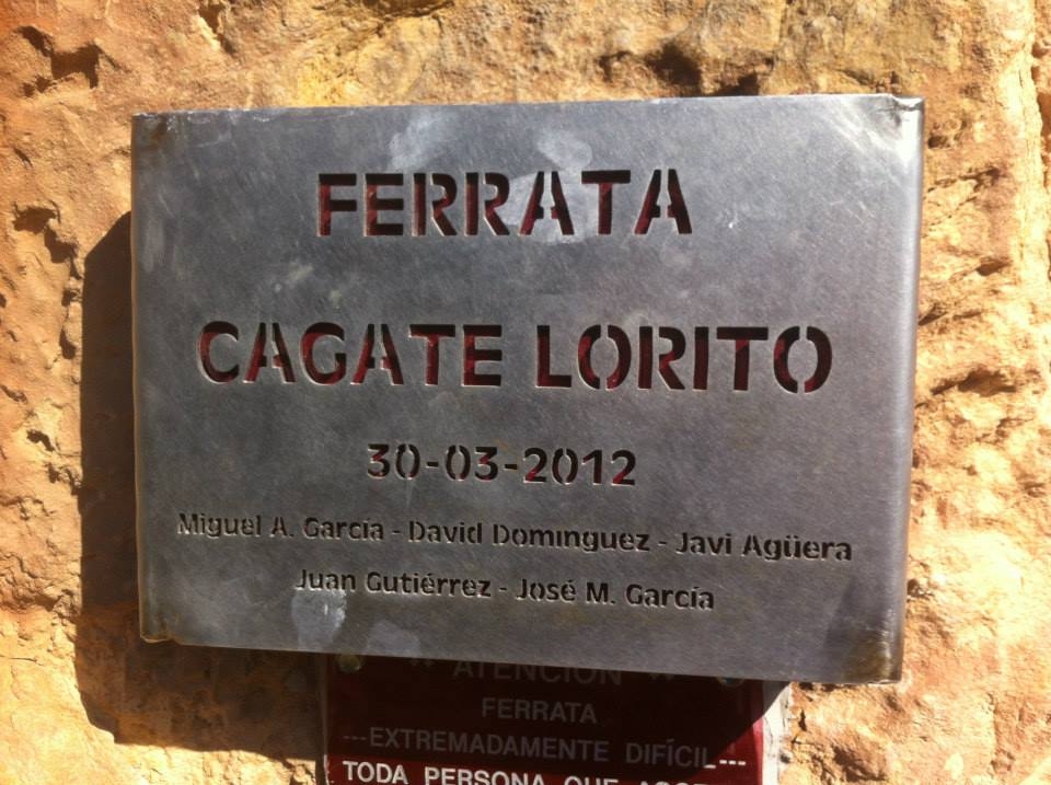 Cartel de la ferrata Cagale Lorito Cartel de la ferrata Cagale Lorito