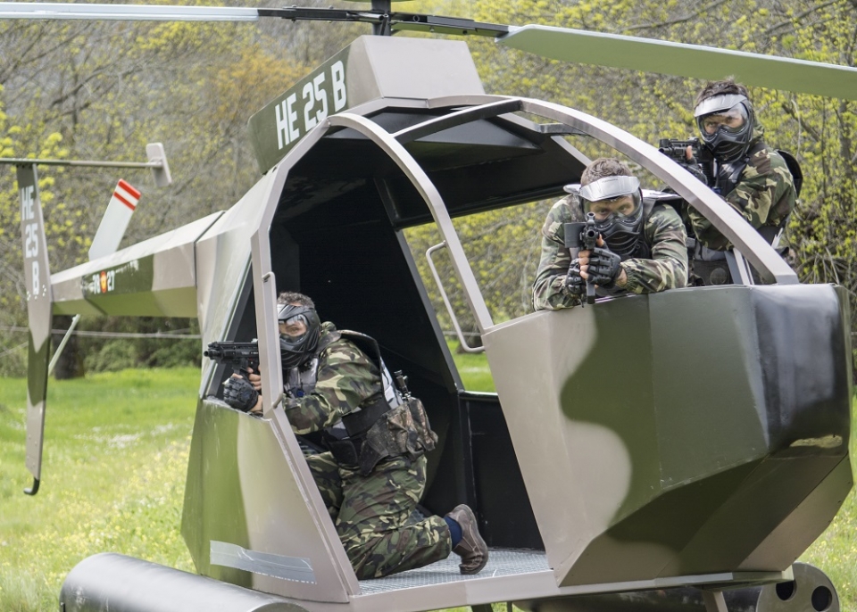 En el helicóptero