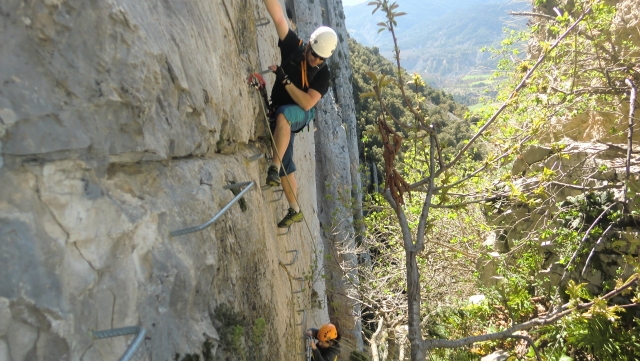 En la via ferrata del Sorrosal