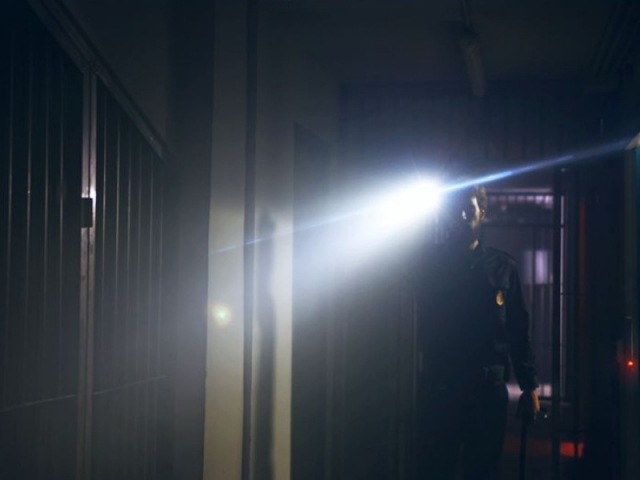 Guardia de seguridad con la linterna