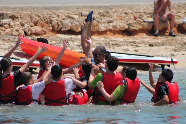 Disfrutando de los kayaks