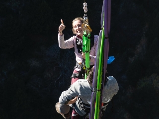 Rappel en el Pont Tibetá Vall del Riu, 158 metros