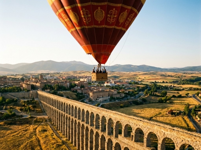Vuelo en globo +brindis+fotos Acueducto Segovia 3h