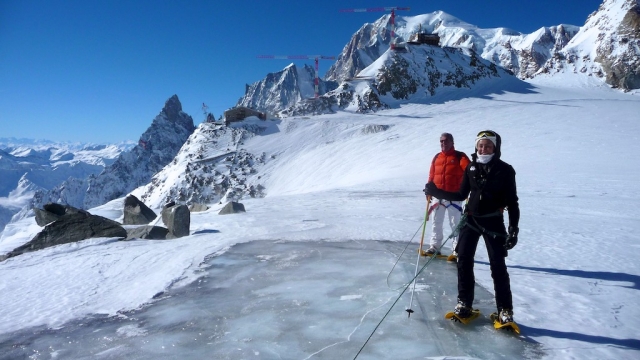 travesías del mont blanc sobre ghaicciaio 