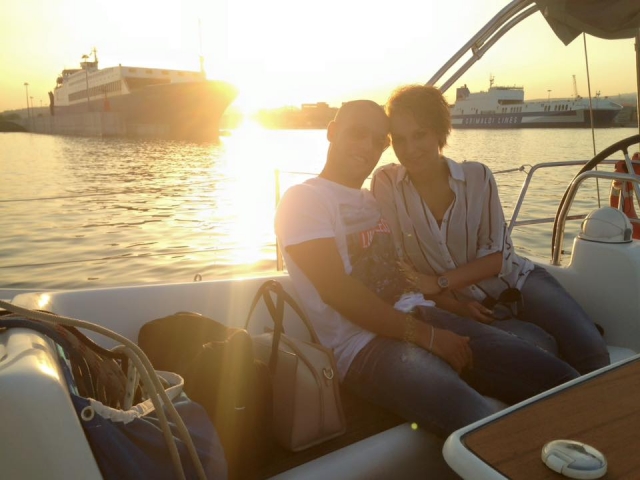  En barco al atardecer