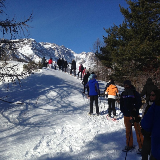  raquetas de nieve en grupo 