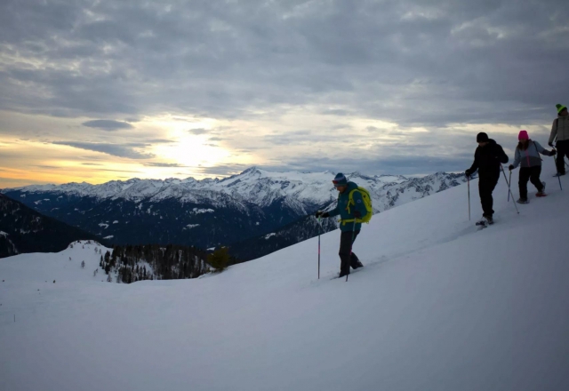 Ruta con raquetas de nieve de 6 horas en el parque Adamello Brenta