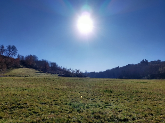 a caballo por el campo 