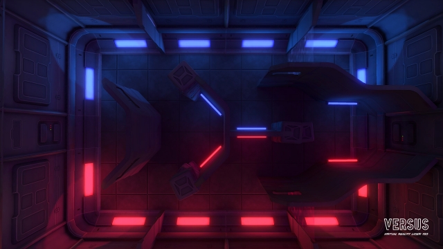 cuatro participantes juegan contra un combale a muerle en realidad virtual 