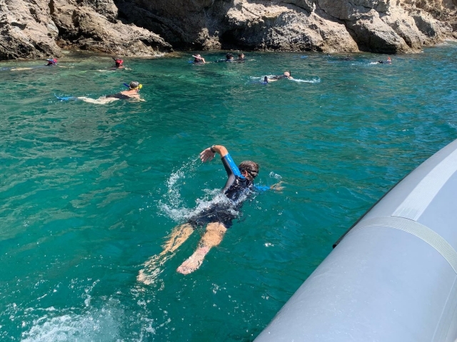 Sesión guiada de snorkel en la isla de Ischia.