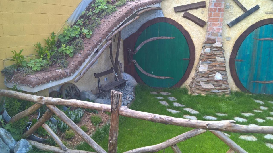 La casa Hobbit con las puertas redondas 