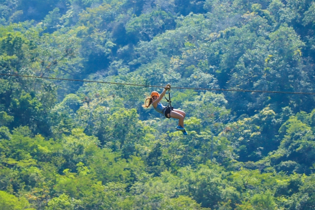  Zip line between green areas 