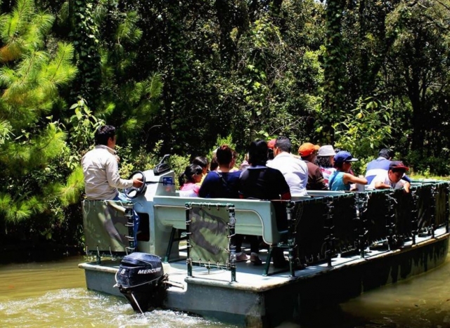 Barco en el canal del zoo