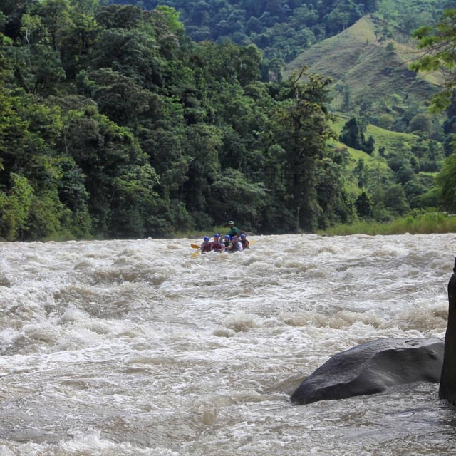 in the middle of rapids