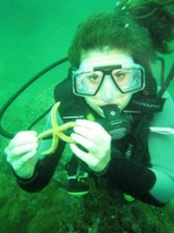 Buzo y estrella de mar