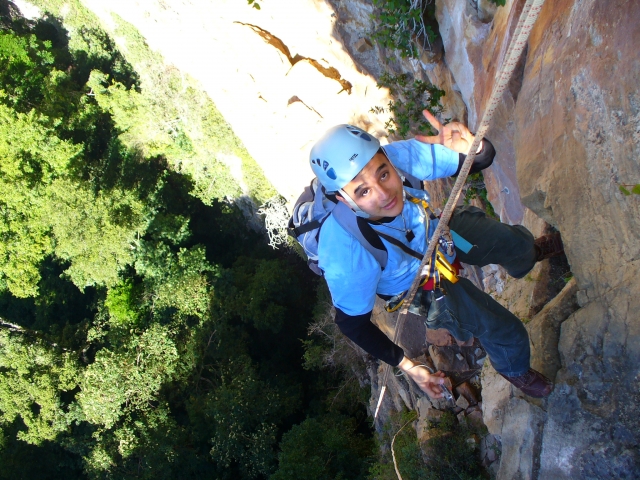  Starting the Rappel in La Sima de Las Cotorras 