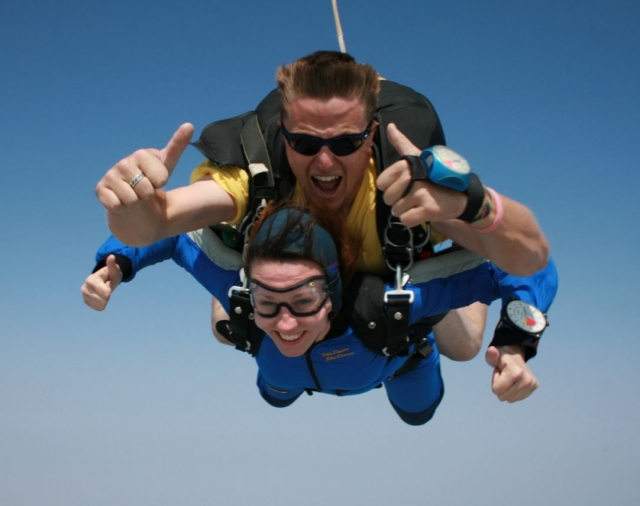 Instructor controlling the parachute descent