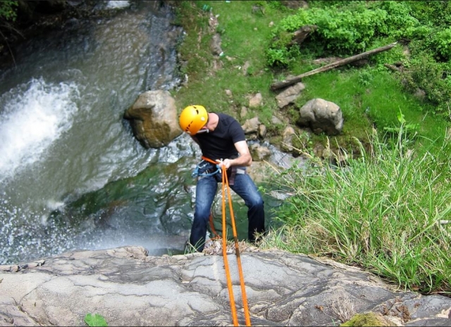  Rappelling to the river bed 