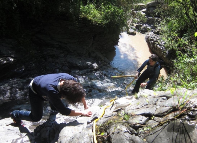  Climbing the rocks from the river