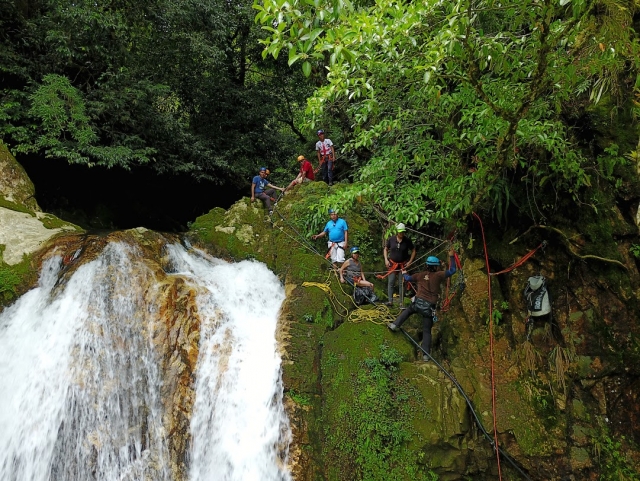 rappelling in Mexico's ecopark 