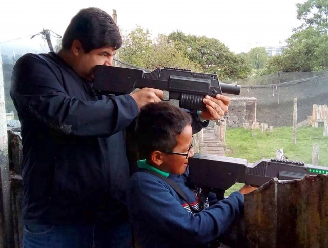  Father and son sharing a goal 