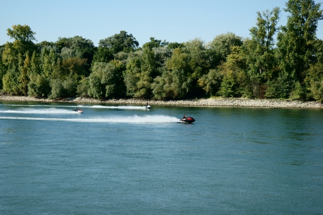  At full speed on a jet ski 