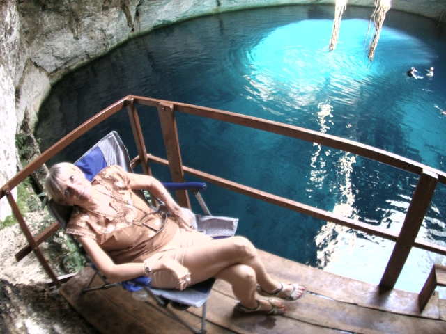  Enjoying the interior of the cenote 