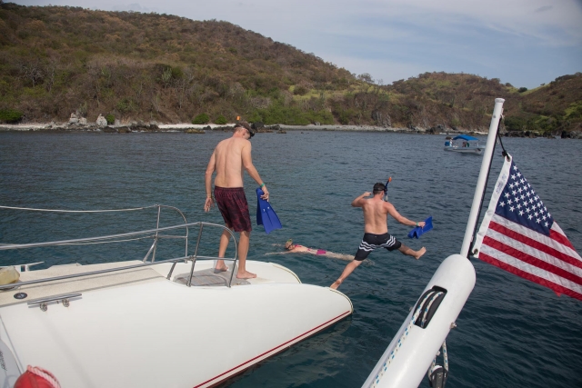  Jumping into the sea 