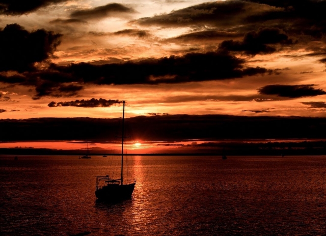 Coucher de soleil dans la baie 