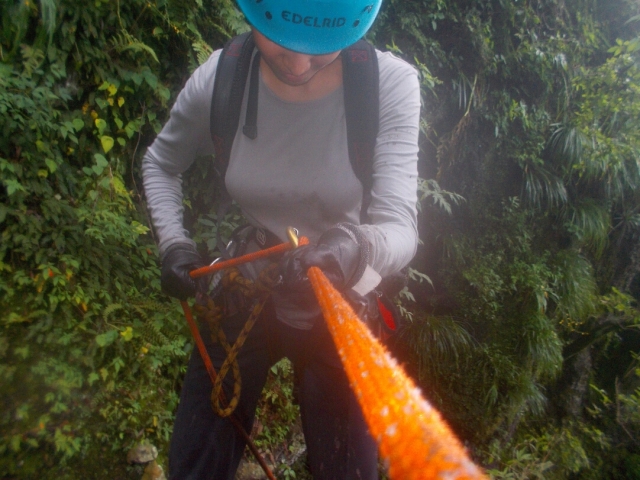  rappelling down 