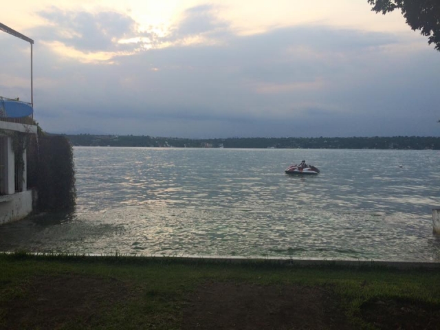 at sunset with the jet skis 