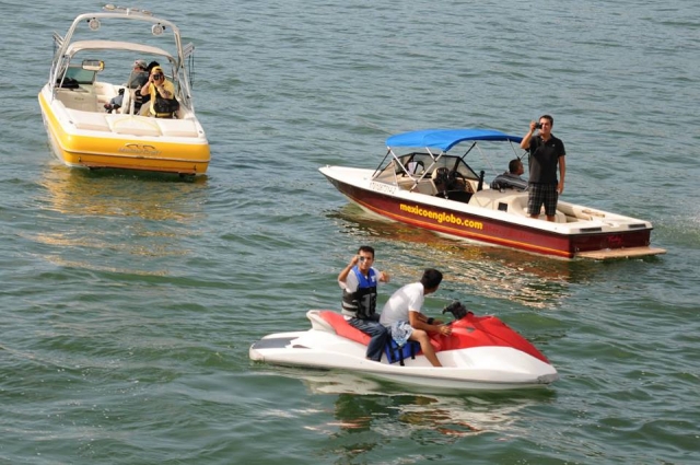  taking photos on the jet ski 