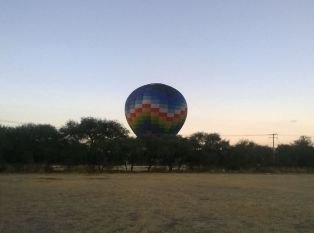 Globo tras los árboles