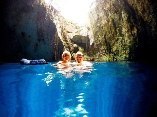 Swimming in the cenote 