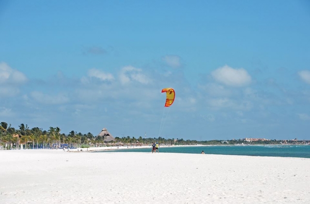  Kitesurfing on the beach 