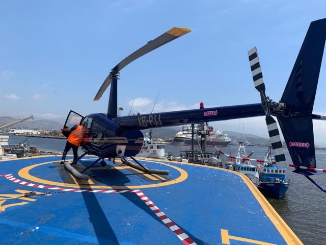  R-44 at the heliport 