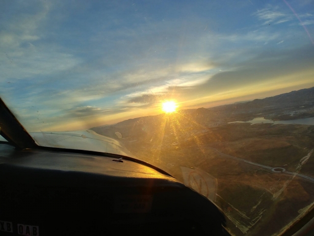  Sonnenuntergang ab ein kleines Flugzeug in Chihuahua
