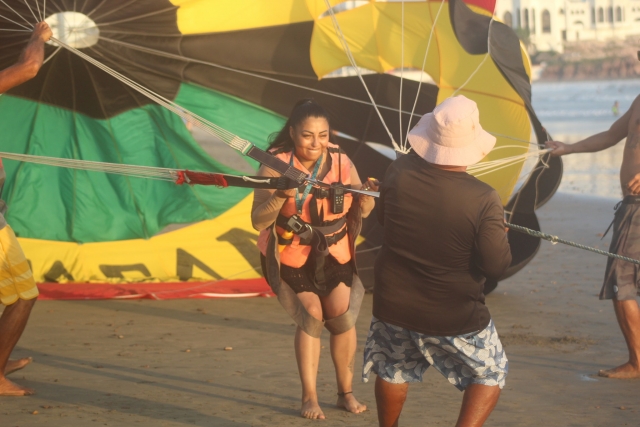  Person preparing to ascend in parasailing