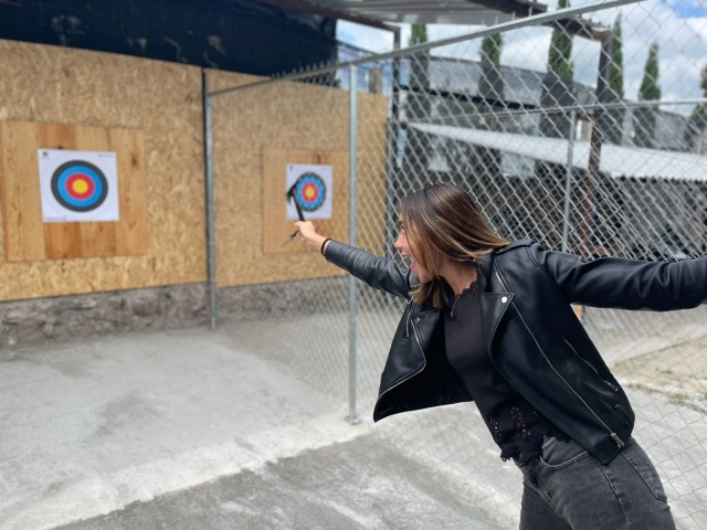 Throwing an ax 
