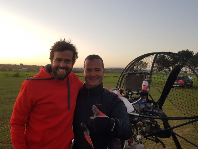 Momentos antes de despegar en paramotor