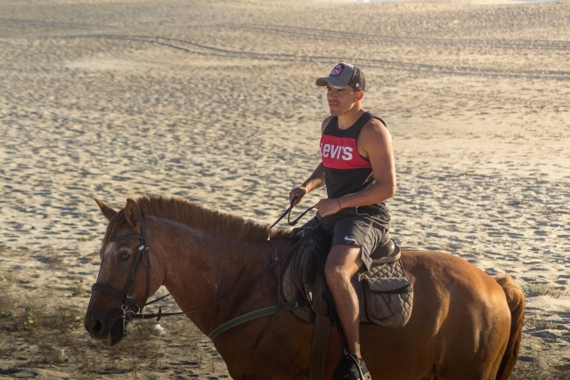 En la playa con el caballo