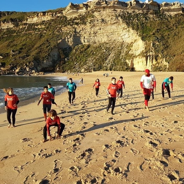 Calentamiento previo en la arena