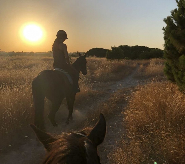 Es increíble observar cómo se pone el sol mientras cabalgamos con nuestros equinos
