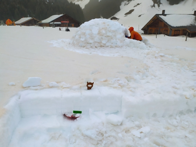  Construcción de iglús con camicrema en el Jura de Saboya