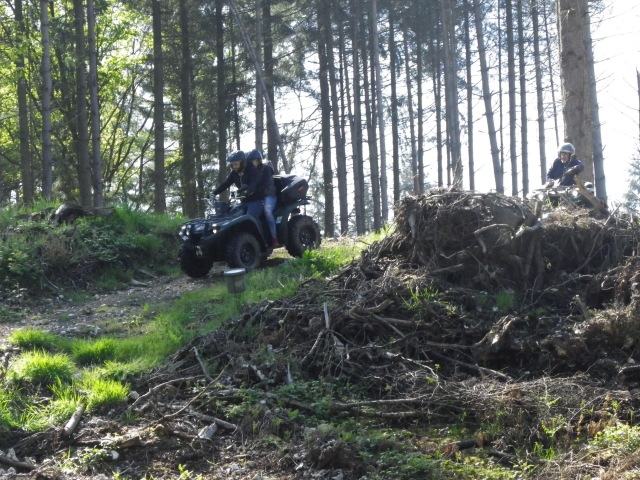  Saltar al bosque en cuatrimoto 